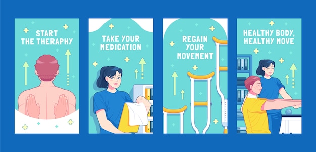 Vector hand drawn physiotherapist aid instagram stories