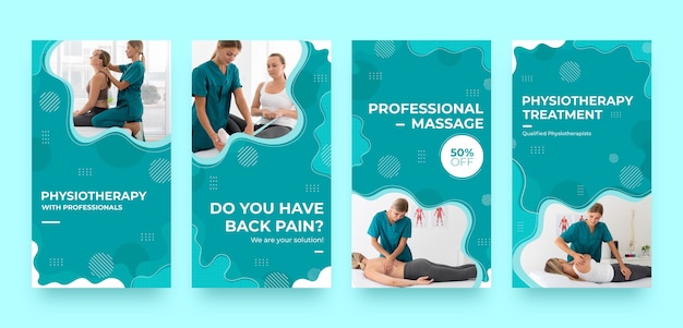 Vector hand drawn physiotherapist help instagram stories