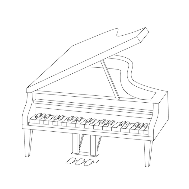 Vettore illustrazione del fumetto del pianoforte disegnata a mano