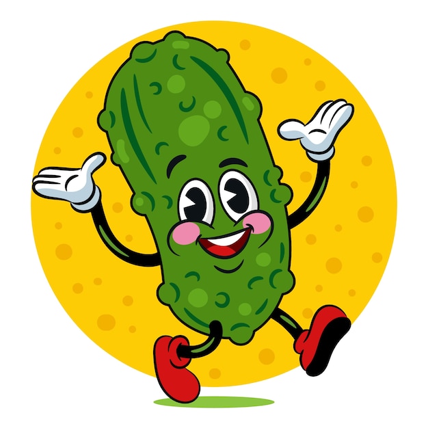 Vector hand drawn pickle cartoon illustration