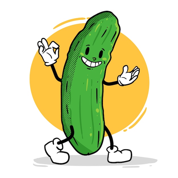 Vector hand drawn pickle cartoon illustration