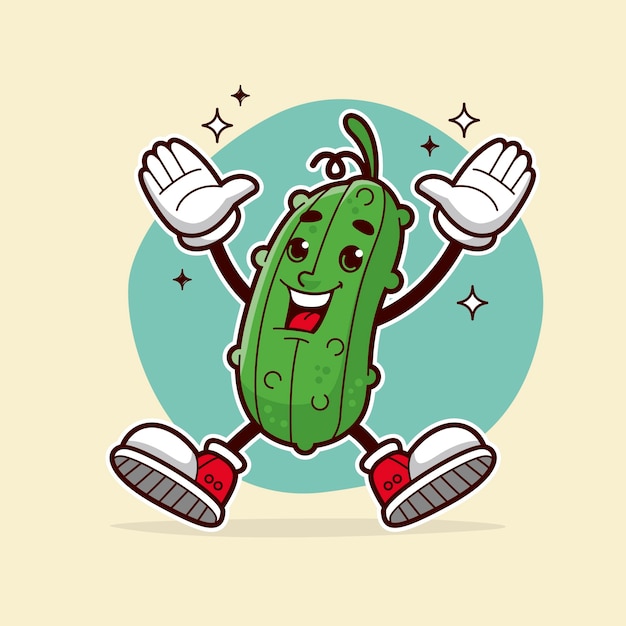 Vector hand drawn pickle cartoon illustration