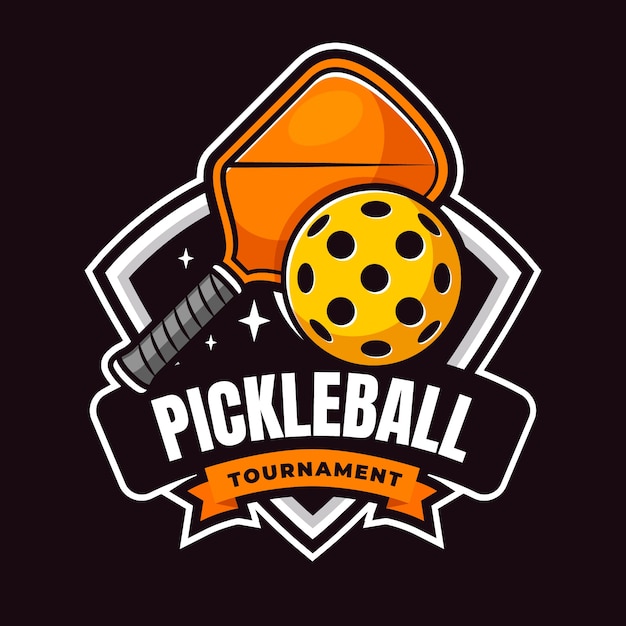 Vettore modello di logo pickleball disegnato a mano