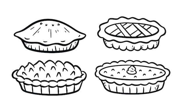 Hand Drawn Pie Doodle Line Art Vector Illustration