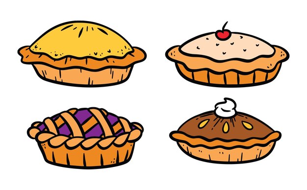 Hand drawn pie doodle vector illustration