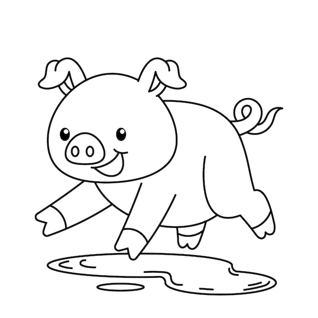 Hand drawn pig outline illustration