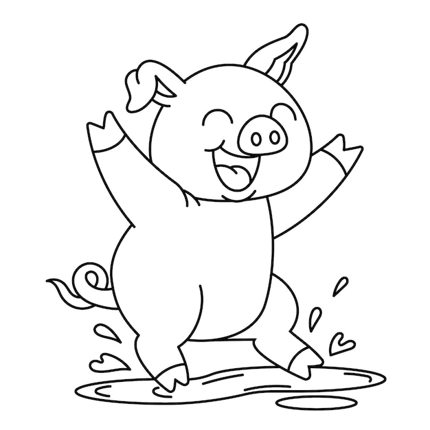 Hand drawn pig outline illustration