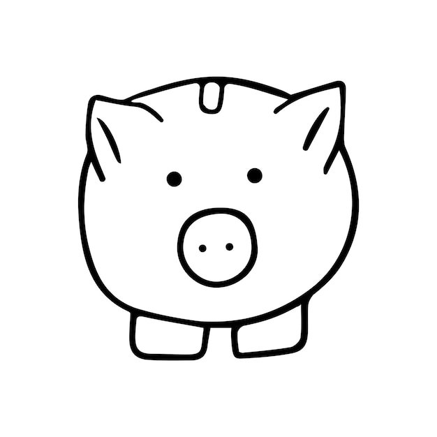 Hand drawn pig piggy bank illustrations