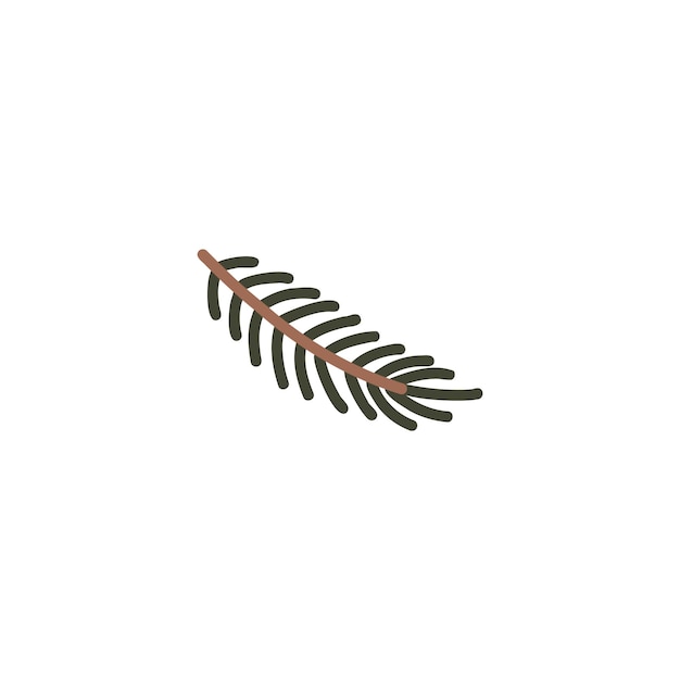 Hand drawn pine tree branch Green lush spruce branch Vector doodle illustration