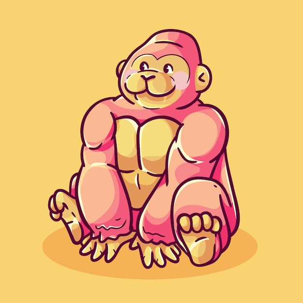 HAND DRAWN PINK GORILLA ILLUSTRATION