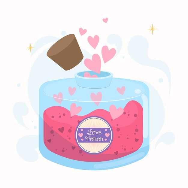 Hand drawn pink love potion illustration