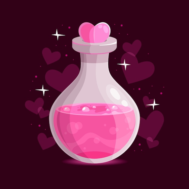 Hand drawn pink love potion