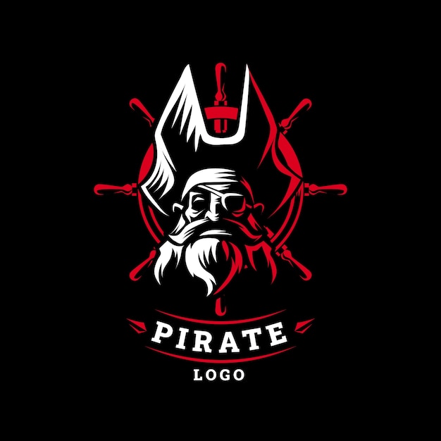 Вектор Ручной обращается шаблон логотипа пирата