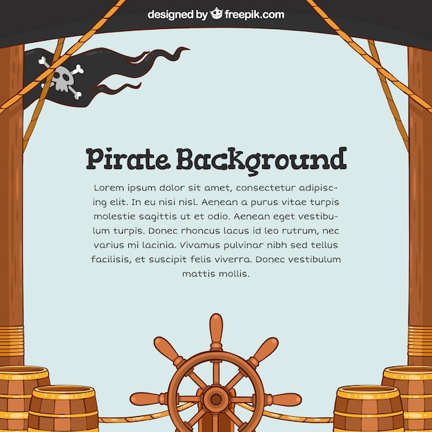 Vector hand drawn pirate ship background