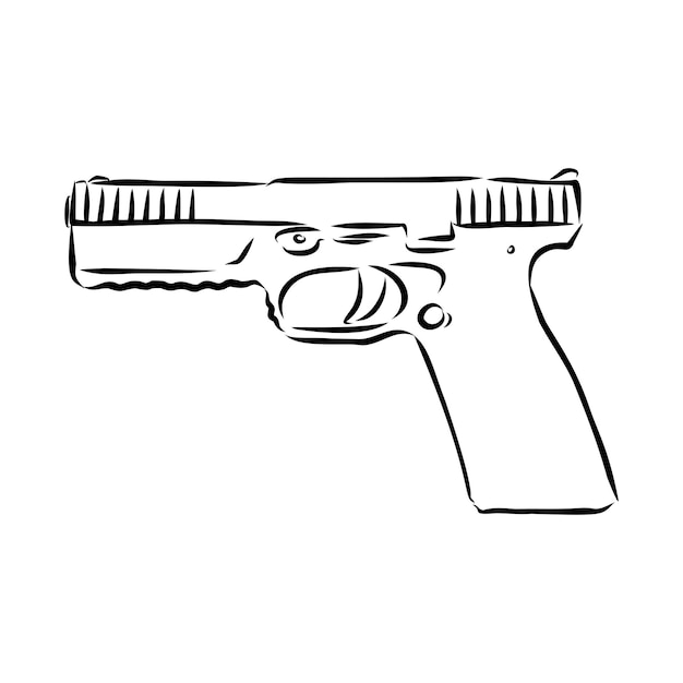 Hand drawn pistol isolated . vector sketch illustration