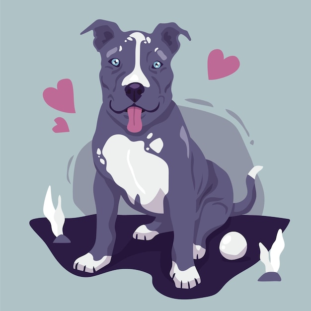 Hand drawn pitbull illustrated