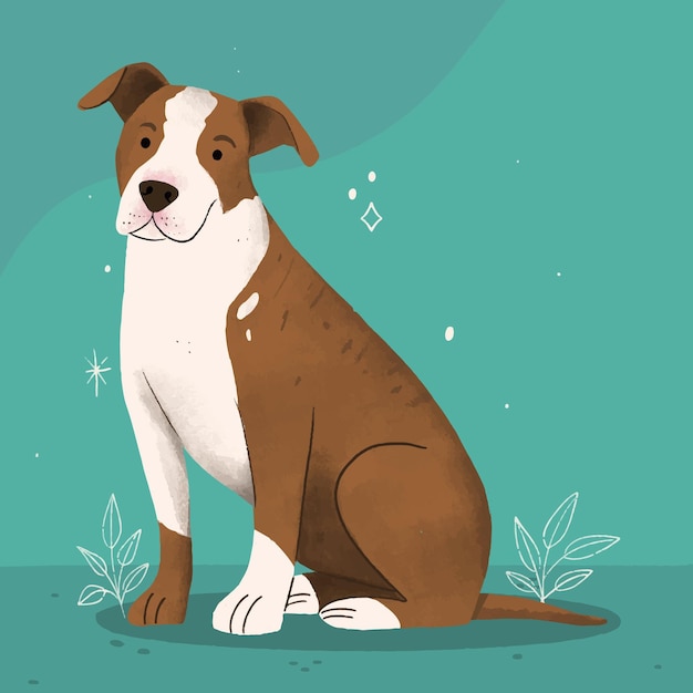 Hand drawn pitbull illustrated
