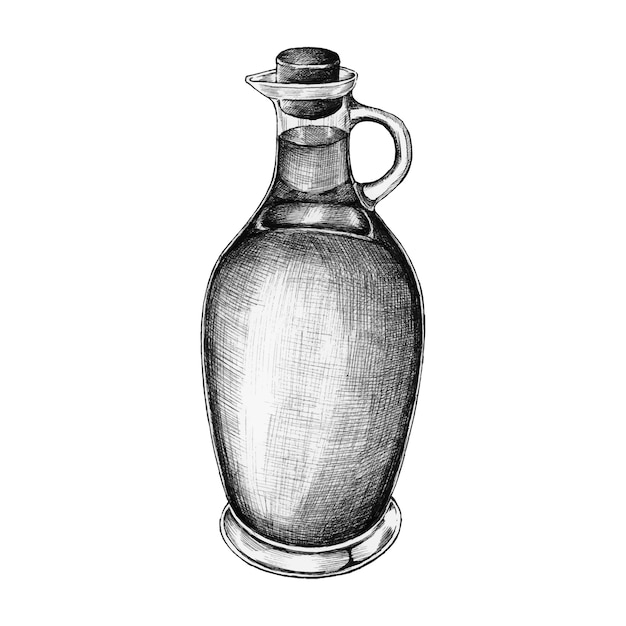 Vector hand drawn pitcher of olive oil