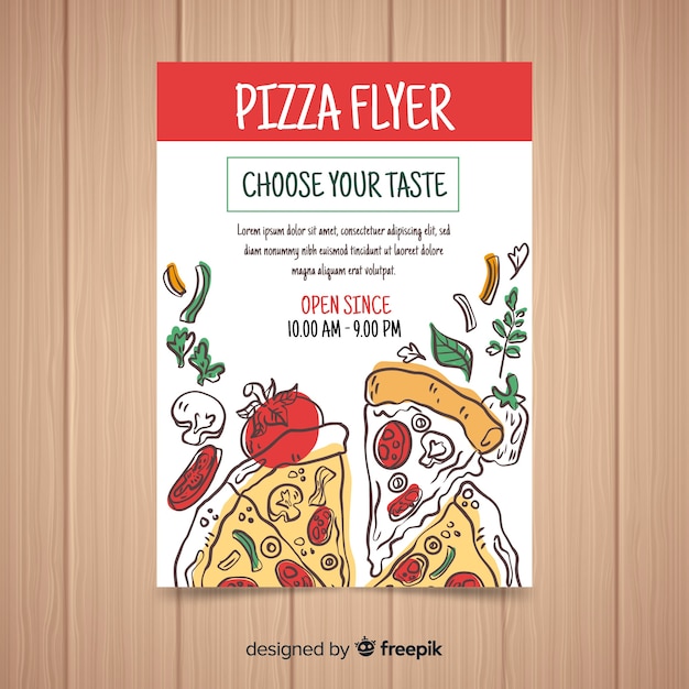 Hand drawn pizza flyer template