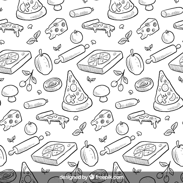 Hand drawn pizza pattern