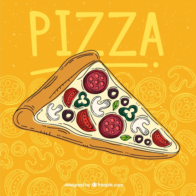 Hand-drawn pizza slice background