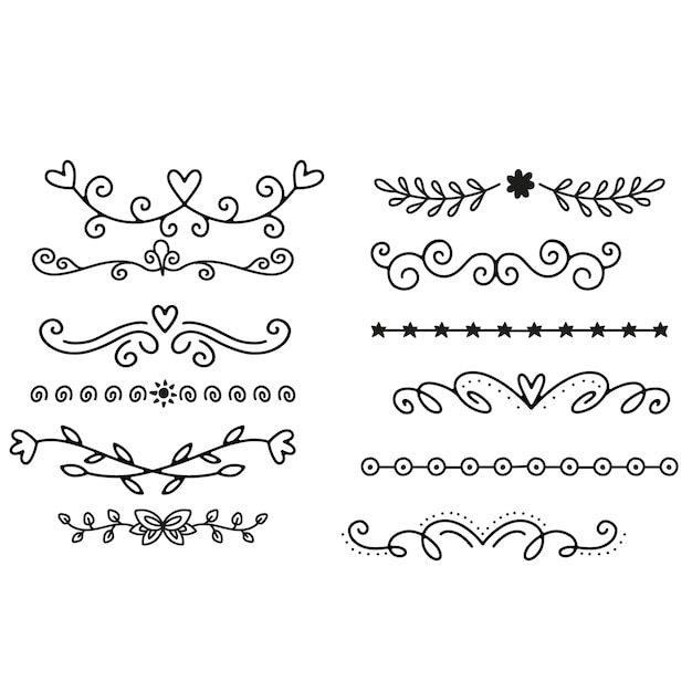 hand drawn plants dividers wreaths border frames