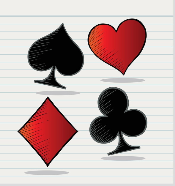 Vector hand drawn playing cards icon playing cards sketch icon for infographic website or app