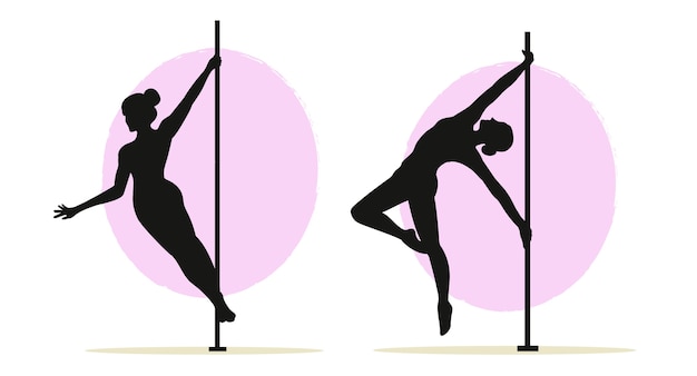 Vector hand drawn pole dancer silhouette