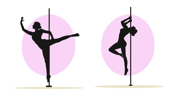 Vector hand drawn pole dancer silhouette