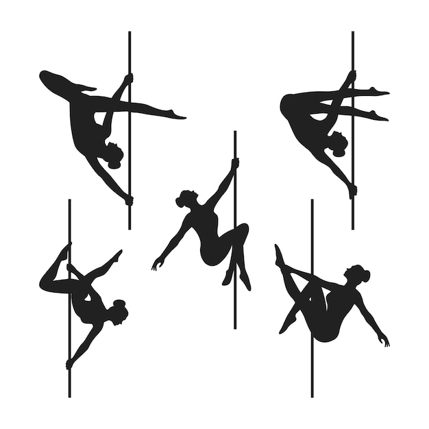 Vector hand drawn pole dancer silhouette