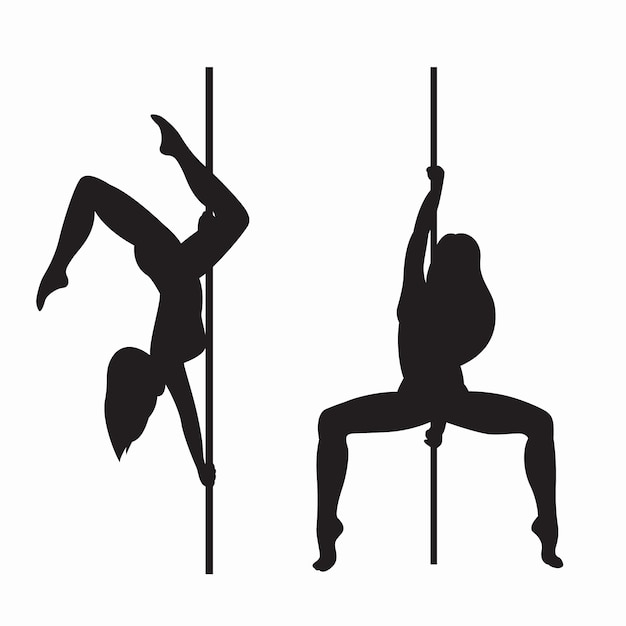 Vector hand drawn pole dancer silhouette