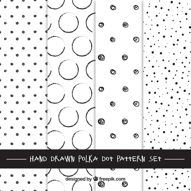 Hand drawn polka dots patterns