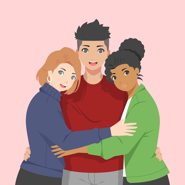 Vector hand drawn polyamory  illustration