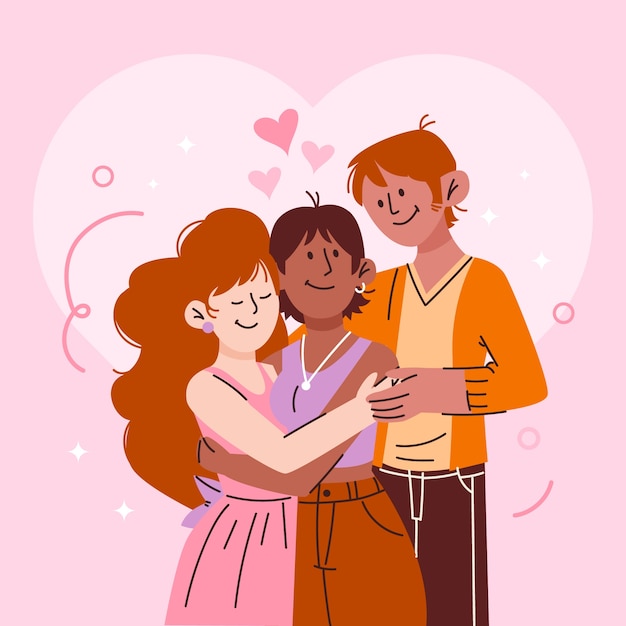 Hand drawn polyamory  illustration