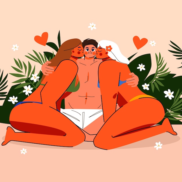 Vector hand drawn polyamory illustration