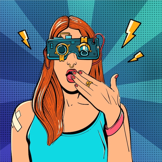 Vector hand drawn pop art and technology illustration