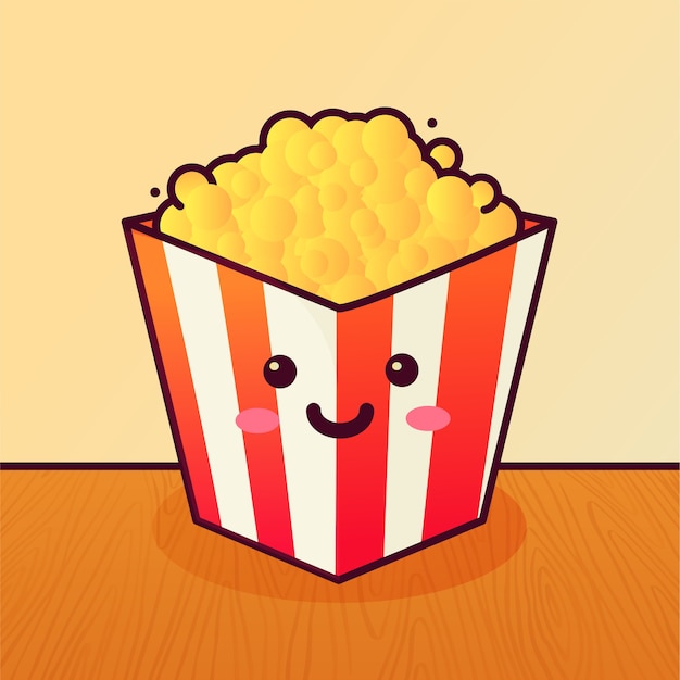 Vettore confezione di popcorn disegnata a mano