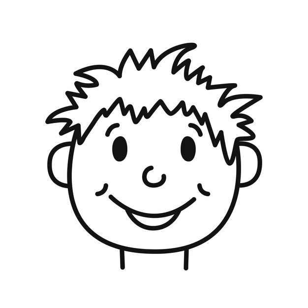 Hand drawn portrait of a boy Doodle sketch style Isolated vector illustration
