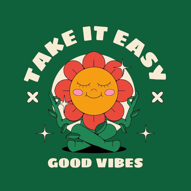 Vector hand drawn positive vibes illustration