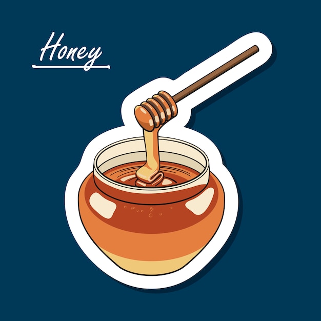 Hand-drawn pot of honey