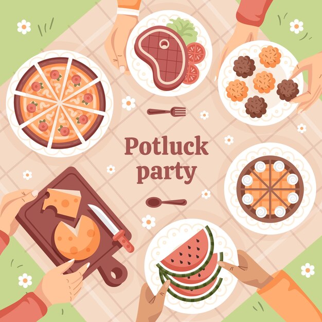 Illustrazione di potluck disegnata a mano