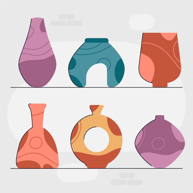 Hand drawn pottery collection element