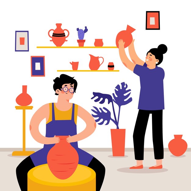 Vector hand drawn pottery illustration