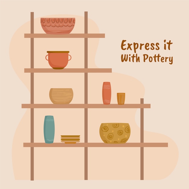 Hand drawn pottery illustration