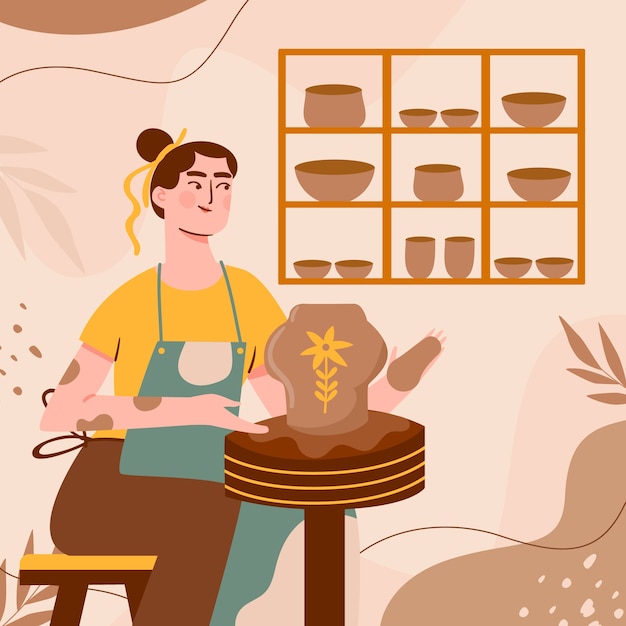 Vector hand drawn pottery illustration