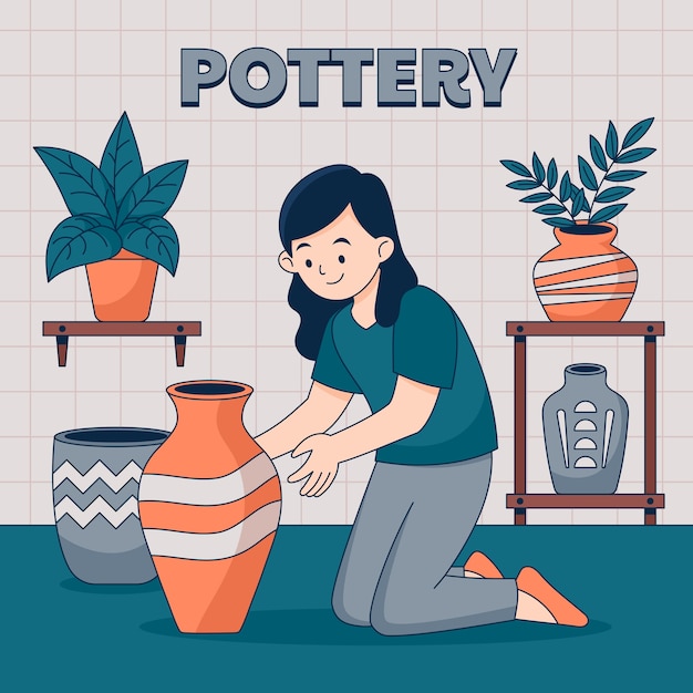 Hand drawn pottery illustration