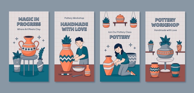 Hand drawn pottery instagram stories