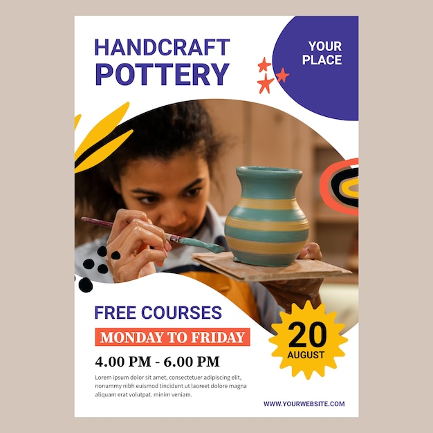 Vector hand drawn pottery poster template