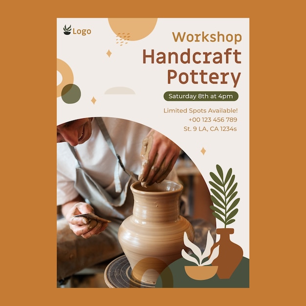 Vector hand drawn pottery poster template