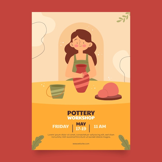 Vector hand drawn pottery poster template